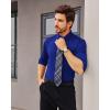 Alimens & Gentle Stretch Mens Dress Shirts Slim Fit Long Sleeve Casual Skinny Muscle Fit Wrinkle Free Button Down Shirt(Klein Blue)
