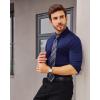 Alimens & Gentle Stretch Mens Dress Shirts Slim Fit Long Sleeve Casual Skinny Muscle Fit Wrinkle Free Button Down Shirt(Navy Blue)
