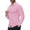 Alimens & Gentle Stretch Mens Dress Shirts Slim Fit Long Sleeve Casual Skinny Muscle Fit Wrinkle Free Button Down Shirt(Pink)