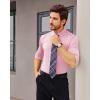 Alimens & Gentle Stretch Mens Dress Shirts Slim Fit Long Sleeve Casual Skinny Muscle Fit Wrinkle Free Button Down Shirt(Pink)