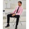 Alimens & Gentle Stretch Mens Dress Shirts Slim Fit Long Sleeve Casual Skinny Muscle Fit Wrinkle Free Button Down Shirt(Pink)