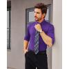 Alimens & Gentle Stretch Mens Dress Shirts Slim Fit Long Sleeve Casual Skinny Muscle Fit Wrinkle Free Button Down Shirt(Purple)