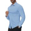 Alimens & Gentle Stretch Mens Dress Shirts Slim Fit Long Sleeve Casual Skinny Muscle Fit Wrinkle Free Button Down Shirt(Sky Blue)