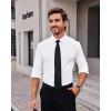 Alimens & Gentle Stretch Mens Dress Shirts Slim Fit Long Sleeve Casual Skinny Muscle Fit Wrinkle Free Button Down Shirt(White)