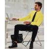 Alimens & Gentle Stretch Mens Dress Shirts Slim Fit Long Sleeve Casual Skinny Muscle Fit Wrinkle Free Button Down Shirt(Yellow)