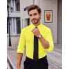 Alimens & Gentle Stretch Mens Dress Shirts Slim Fit Long Sleeve Casual Skinny Muscle Fit Wrinkle Free Button Down Shirt(Yellow)
