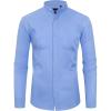 Alimens & Gentle Men’s Banded Collar Dress Shirts Wrinkle Free Long Sleeve Mandarin Collar Button Down Shirt(Blue)