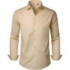 Alimens & Gentle Men’s Dress Shirts Long Sleeve Stretch Wrinkle Free Business Casual Button Down Shirt(Tan)