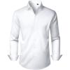 Alimens & Gentle Men’s Dress Shirts Long Sleeve Stretch Wrinkle Free Business Casual Button Down Shirt(White)