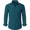Alimens & Gentle Mens Dress Shirts Stretch Long Sleeve Formal Business Wedding Button Down Shirt Wrinkle Free(Teal)
