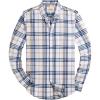 Alimens & Gentle Mens Solid Oxford Shirt Long Sleeve Dress Shirt Work Casual Button Down Shirts with Pocket(Check-light Blue & White)