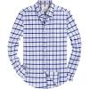 Alimens & Gentle Mens Solid Oxford Shirt Long Sleeve Dress Shirt Work Casual Button Down Shirts with Pocket(Check-white)