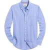 Alimens & Gentle Mens Solid Oxford Shirt Long Sleeve Dress Shirt Work Casual Button Down Shirts with Pocket(Classic Blue)