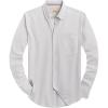 Alimens & Gentle Mens Solid Oxford Shirt Long Sleeve Dress Shirt Work Casual Button Down Shirts with Pocket(Khaki Gery)