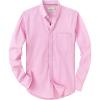 Alimens & Gentle Mens Solid Oxford Shirt Long Sleeve Dress Shirt Work Casual Button Down Shirts with Pocket(Pink)