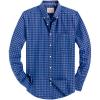 Alimens & Gentle Mens Solid Oxford Shirt Long Sleeve Dress Shirt Work Casual Button Down Shirts with Pocket(Plaid-blue Black)