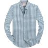 Alimens & Gentle Mens Solid Oxford Shirt Long Sleeve Dress Shirt Work Casual Button Down Shirts with Pocket(Plaid-green White)