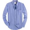 Alimens & Gentle Mens Solid Oxford Shirt Long Sleeve Dress Shirt Work Casual Button Down Shirts with Pocket(Plaid-light Blue)