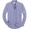 Alimens & Gentle Mens Solid Oxford Shirt Long Sleeve Dress Shirt Work Casual Button Down Shirts with Pocket(Striped-navy Blue)