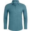 Alimens & Gentle Stretch Mens Dress Shirts Slim Fit Long Sleeve Casual Skinny Muscle Fit Wrinkle Free Button Down Shirt(Blue Heaven)