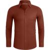 Alimens & Gentle Stretch Mens Dress Shirts Slim Fit Long Sleeve Casual Skinny Muscle Fit Wrinkle Free Button Down Shirt(Brown)