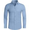 Alimens & Gentle Stretch Mens Dress Shirts Slim Fit Long Sleeve Casual Skinny Muscle Fit Wrinkle Free Button Down Shirt(Cool Blue)