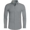 Alimens & Gentle Stretch Mens Dress Shirts Slim Fit Long Sleeve Casual Skinny Muscle Fit Wrinkle Free Button Down Shirt(Grey)