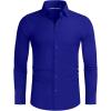 Alimens & Gentle Stretch Mens Dress Shirts Slim Fit Long Sleeve Casual Skinny Muscle Fit Wrinkle Free Button Down Shirt(Klein Blue)