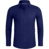 Alimens & Gentle Stretch Mens Dress Shirts Slim Fit Long Sleeve Casual Skinny Muscle Fit Wrinkle Free Button Down Shirt(Navy Blue)