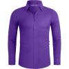Alimens & Gentle Stretch Mens Dress Shirts Slim Fit Long Sleeve Casual Skinny Muscle Fit Wrinkle Free Button Down Shirt(Purple)