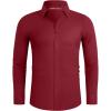 Alimens & Gentle Stretch Mens Dress Shirts Slim Fit Long Sleeve Casual Skinny Muscle Fit Wrinkle Free Button Down Shirt(Ruby Red)