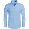 Alimens & Gentle Stretch Mens Dress Shirts Slim Fit Long Sleeve Casual Skinny Muscle Fit Wrinkle Free Button Down Shirt(Sky Blue)