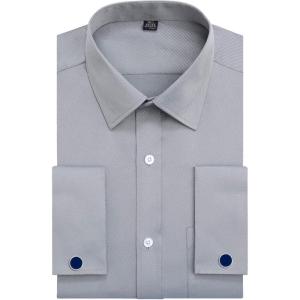Alimens & Gentle French Cuff Regular Fit Dress Shirts (Cufflink Included)(Grey)