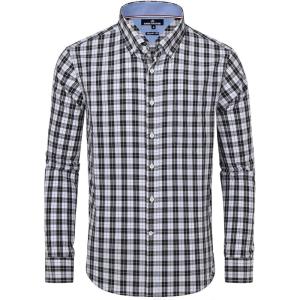 Alimens & Gentle Men’s Plaid Button Down Shirts Cotton Long Sleeve Dress Shirts Regular Fit Gingham Shirts(Black Plaid)