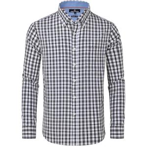 Alimens & Gentle Men’s Plaid Button Down Shirts Cotton Long Sleeve Dress Shirts Regular Fit Gingham Shirts(Black White Plaid)