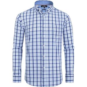 Alimens & Gentle Men’s Plaid Button Down Shirts Cotton Long Sleeve Dress Shirts Regular Fit Gingham Shirts(Blue Navy  Plaid 3)