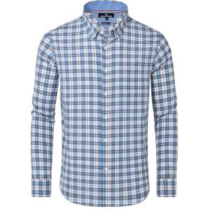 Alimens & Gentle Men’s Plaid Button Down Shirts Cotton Long Sleeve Dress Shirts Regular Fit Gingham Shirts(Blue Plaid)
