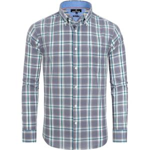 Alimens & Gentle Men’s Plaid Button Down Shirts Cotton Long Sleeve Dress Shirts Regular Fit Gingham Shirts(Grey/Green  Plaid)