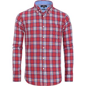 Alimens & Gentle Men’s Plaid Button Down Shirts Cotton Long Sleeve Dress Shirts Regular Fit Gingham Shirts(Red  Medium Plaid)