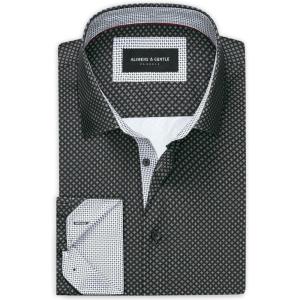 Alimens & Gentle Mens Printed Dress Shirts Long Sleeve Wrinkle Free Button Down Shirt Regular Fit Casual Business Tops(Black Flower)