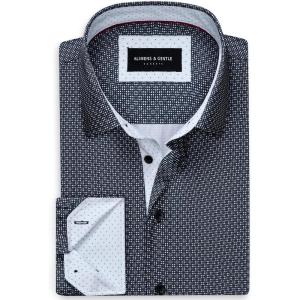 Alimens & Gentle Mens Printed Dress Shirts Long Sleeve Wrinkle Free Button Down Shirt Regular Fit Casual Business Tops(Blue Flake)