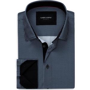 Alimens & Gentle Mens Printed Dress Shirts Long Sleeve Wrinkle Free Button Down Shirt Regular Fit Casual Business Tops(Deep Blue)