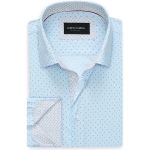 Alimens & Gentle Mens Printed Dress Shirts Long Sleeve Wrinkle Free Button Down Shirt Regular Fit Casual Business Tops(Light Blue)