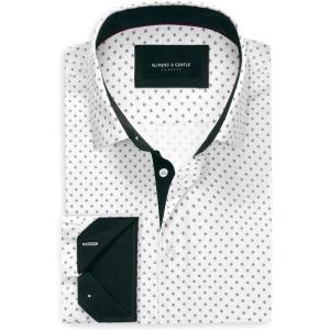 Alimens & Gentle Mens Printed Dress Shirts Long Sleeve Wrinkle Free Button Down Shirt Regular Fit Casual Business Tops(White Black)