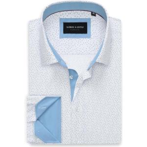 Alimens & Gentle Mens Printed Dress Shirts Long Sleeve Wrinkle Free Button Down Shirt Regular Fit Casual Business Tops(White Flake)