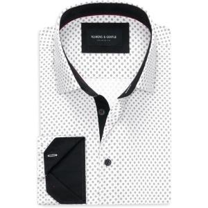 Alimens & Gentle Mens Printed Dress Shirts Long Sleeve Wrinkle Free Button Down Shirt Regular Fit Casual Business Tops(White Flower)