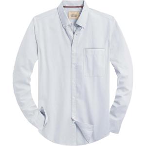 Alimens & Gentle Mens Solid Oxford Shirt Long Sleeve Dress Shirt Work Casual Button Down Shirts with Pocket(Anthracite)