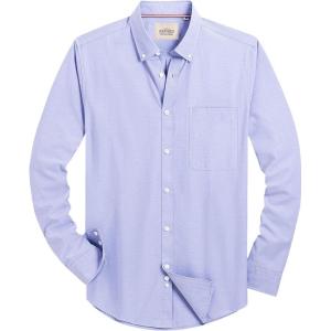 Alimens & Gentle Mens Solid Oxford Shirt Long Sleeve Dress Shirt Work Casual Button Down Shirts with Pocket(Blue Purple)