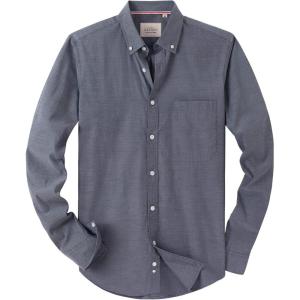 Alimens & Gentle Mens Solid Oxford Shirt Long Sleeve Dress Shirt Work Casual Button Down Shirts with Pocket(Grey)