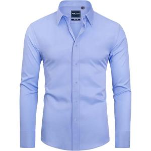 Alimens & Gentle Slim Fit Dress Shirts for Men Long Sleeve Stretch Stain Proof Wrinkle Free Button Down Shirts Formal Shirts(Blue Vlet)